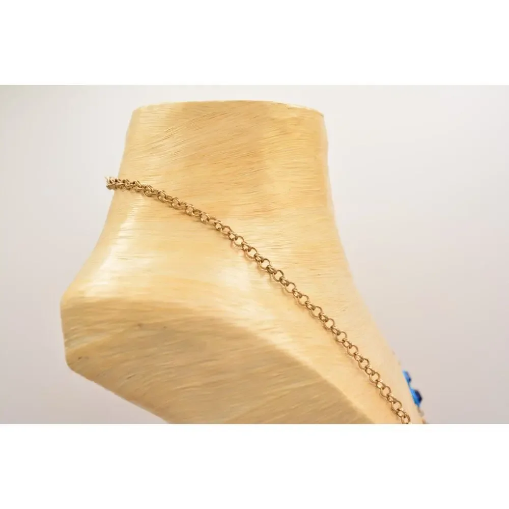 Coldwater Creek Necklace Blue Purple Crystal Rhinestone Chain Gold Signed 9J